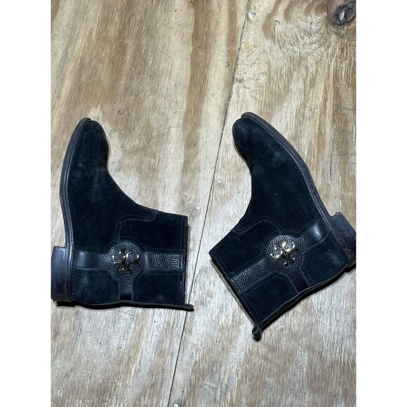 Tory Burch Shoes - Tory Burch Tory Burch Black Suede 'Alaina' Logo Ankle Boots Women 9M Zip